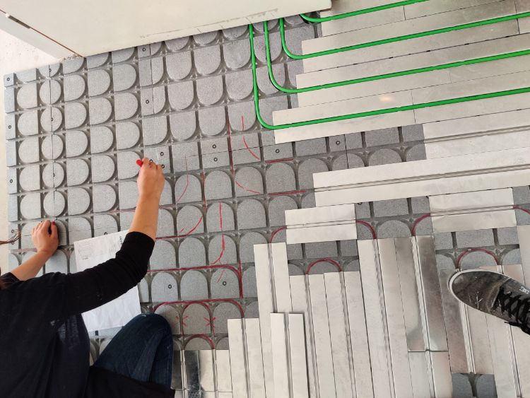 WARP Systems eengezinswoning SpeeTherm Systeem tekenen extra bochten SpeeTube verwarmingsbuis