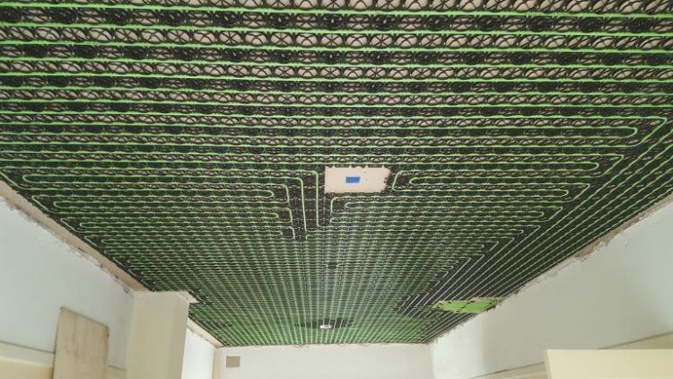 Plafondverwarming zonder afwerklaag