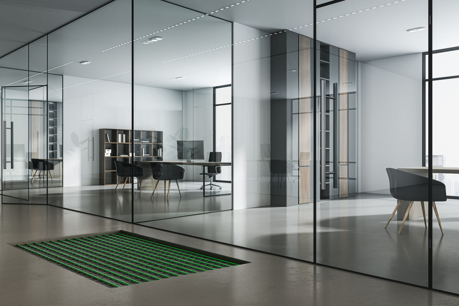 Kantoor met vloerverwarming