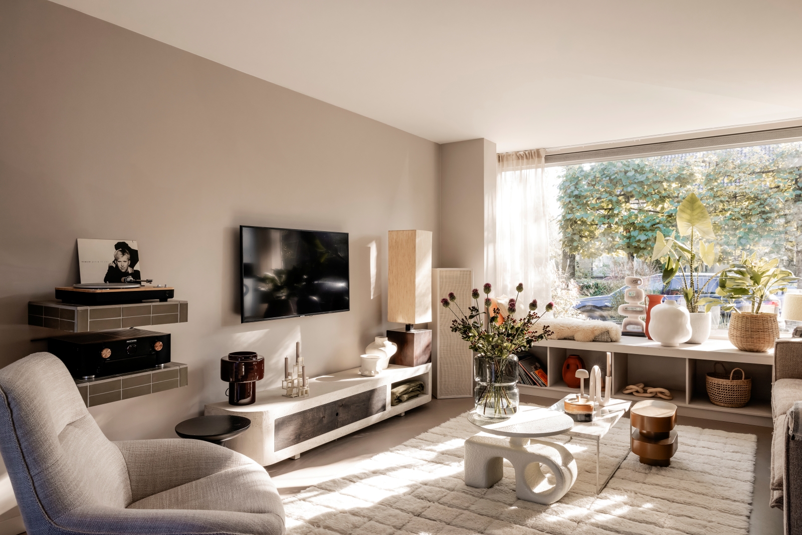 woonkamer met vloerverwarming ingericht