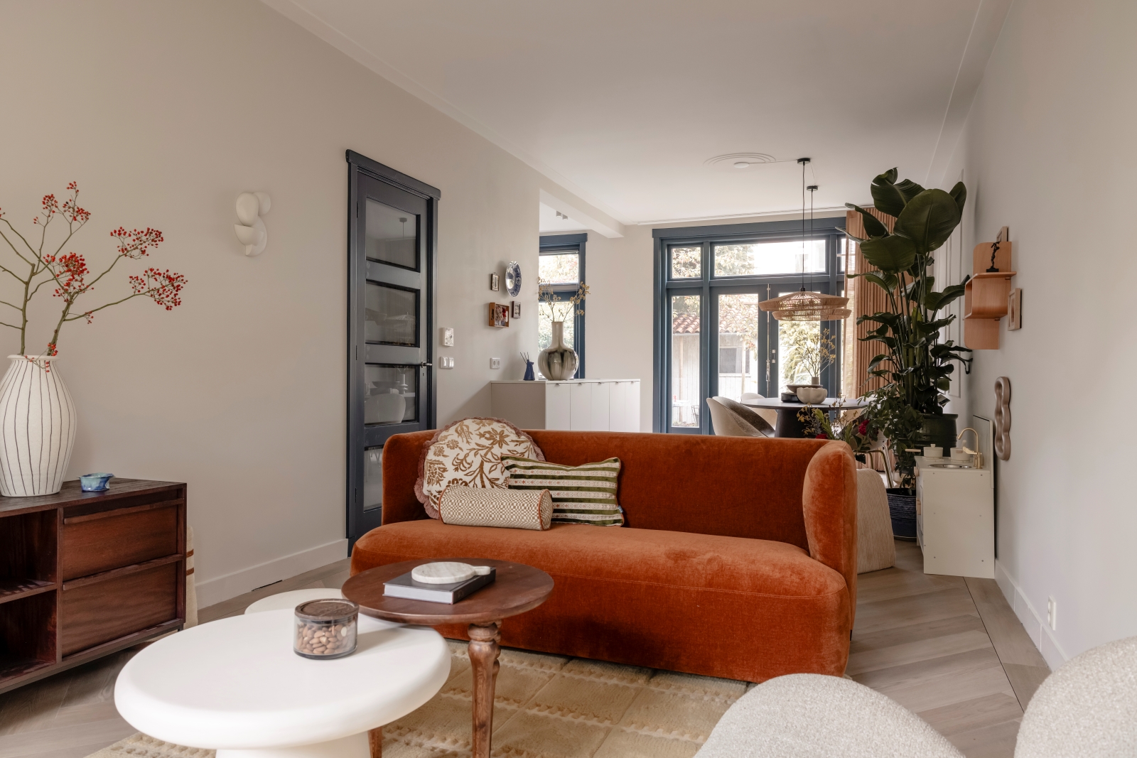 woonkamer met vloerverwarming ingericht