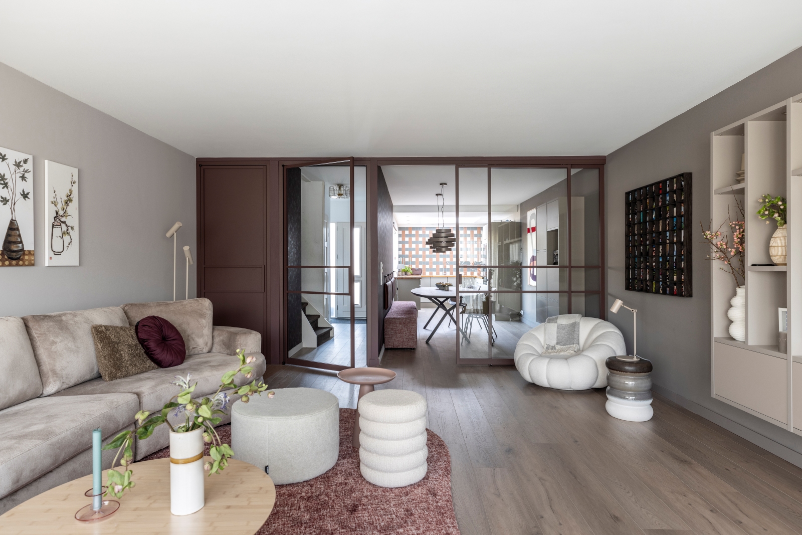 woonkamer met vloerverwarming ingericht